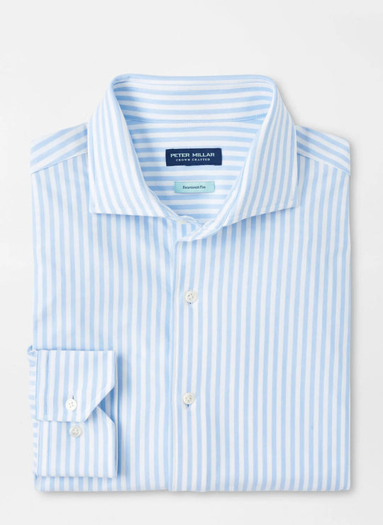 Peter Millar Excursionist Flex Stripe Sport Shirt In Blue Frost