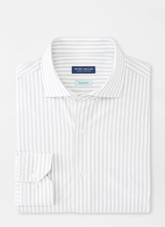 Peter Millar Excursionist Flex Stripe Sport Shirt In British Grey