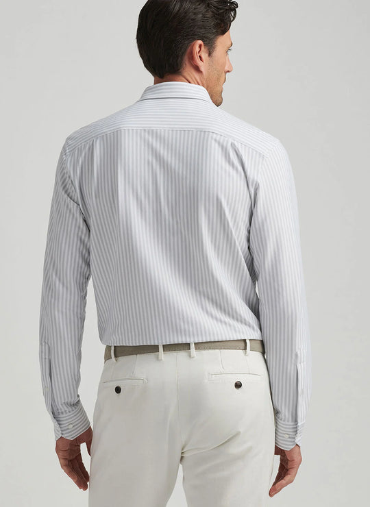 Peter Millar Excursionist Flex Stripe Sport Shirt In British Grey