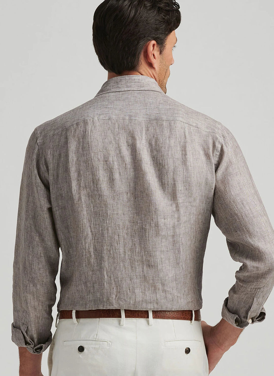 Peter Millar Positano Linen Sport Shirt Chesire Brown