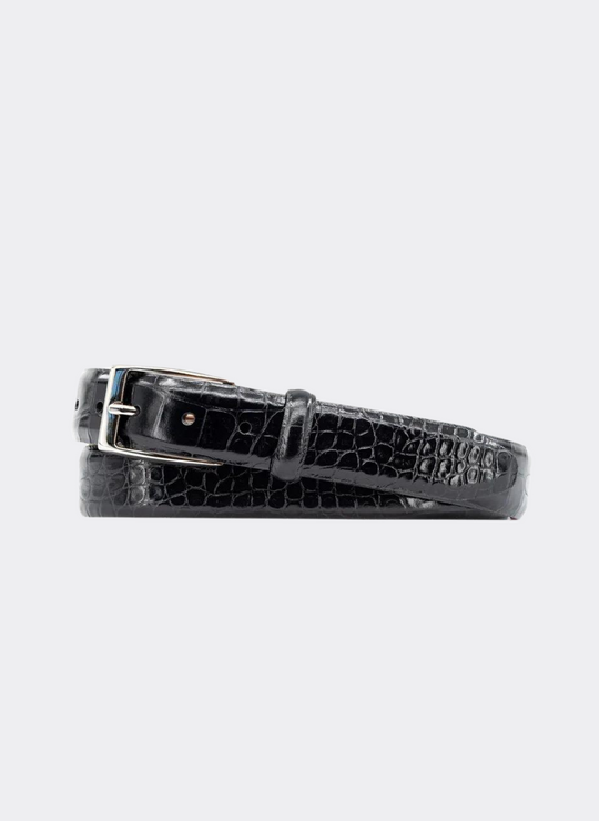 Martin Dingman Anthony 2 Buckle Alligator-Grain Leather Belt In Black