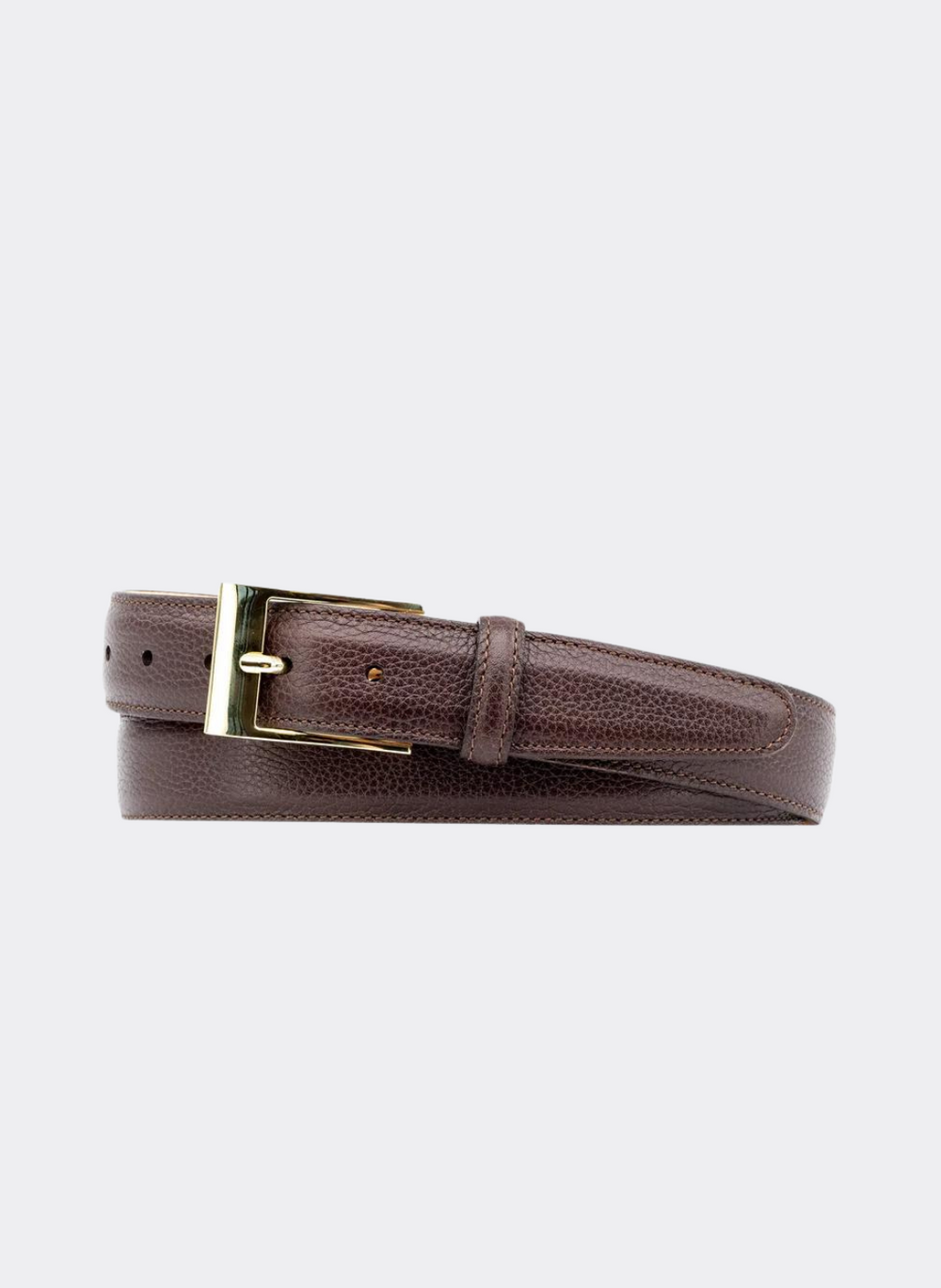 Martin Dingman Delaney 2-Buckle Scotch-Grain Leather Belt In Dark Brown