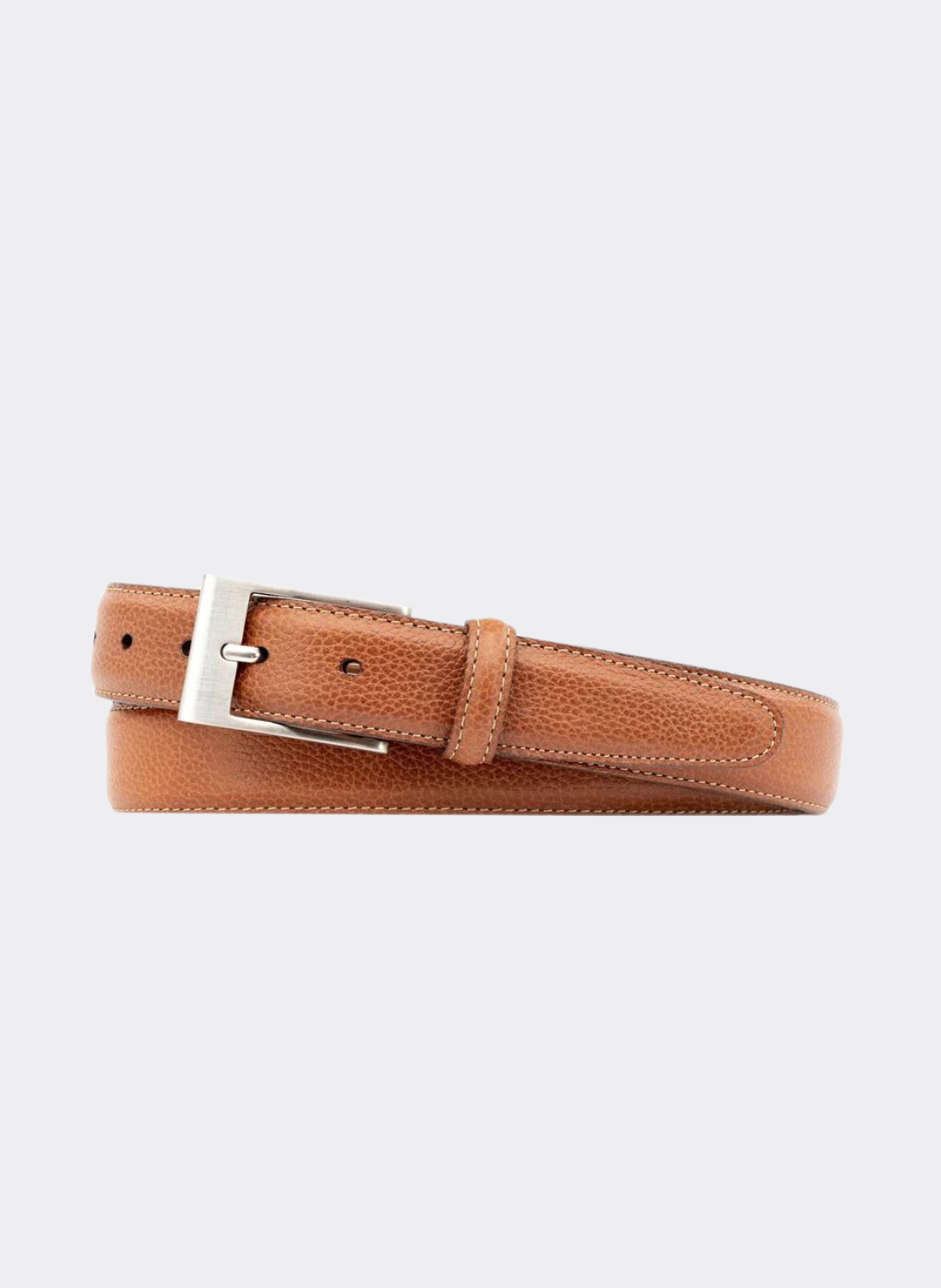 Martin Dingman Delaney 2-Buckle Scotch-Grain Leather Belt In Almond