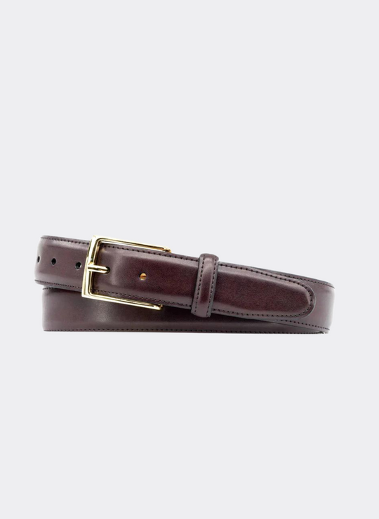 Martin Dingman Smith 2 Buckle Coachman Leather Belt In Burgandy