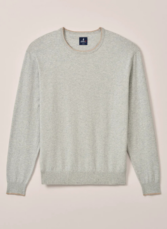 Johnnie-O Wren Plaited Cotton Blend Crewneck Sweater In Light Gray