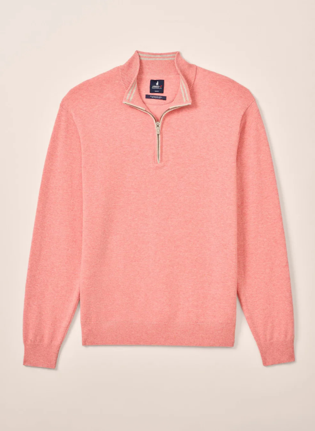 Johnnie-O Desmond Plaited Cotton Blend 1/4 Zip Sweater In Conch