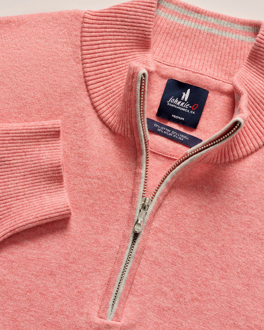 Johnnie-O Desmond Plaited Cotton Blend 1/4 Zip Sweater In Conch