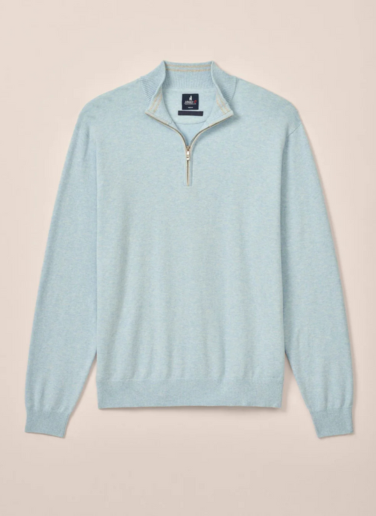 Johnnie-O Desmond Plaited Cotton Blend 1/4 Zip Sweater In Malibu