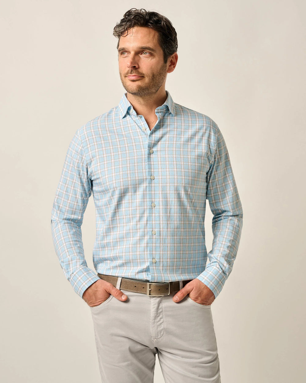 Johnnie-O Burleigh Performance Button Up Shirt In Malibu