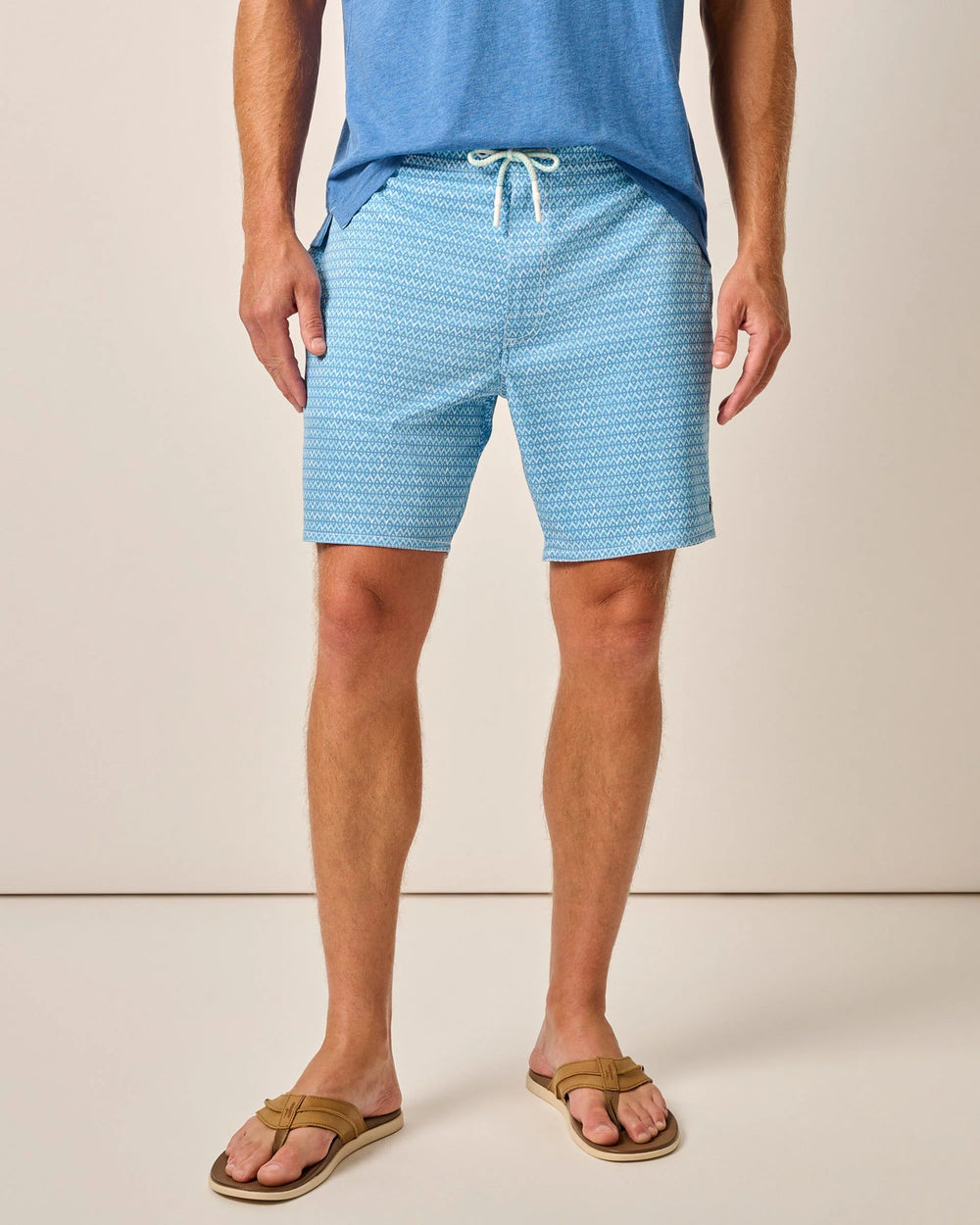 Johnnie-O Malta The Half Elastic 7" Surf Shorts In Malibu