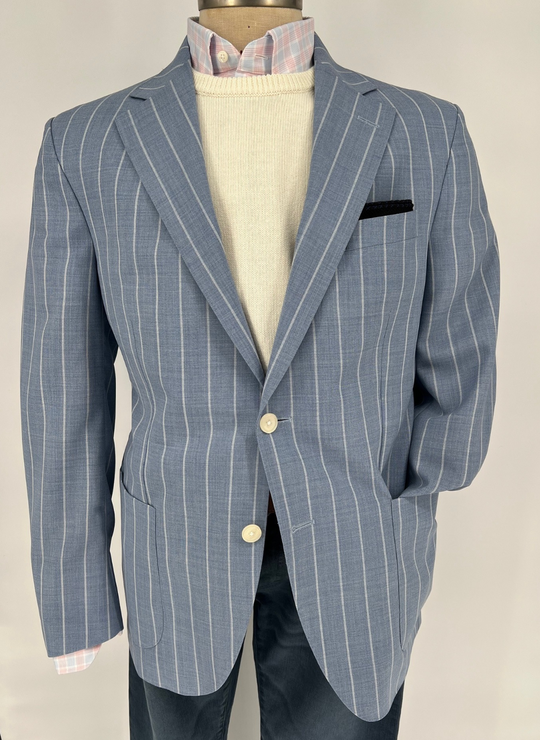 The Oxford Shop Vertical Blue & White Stripe Soft Jacket