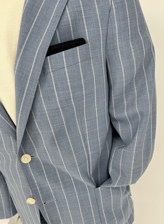 The Oxford Shop Vertical Blue & White Stripe Soft Jacket